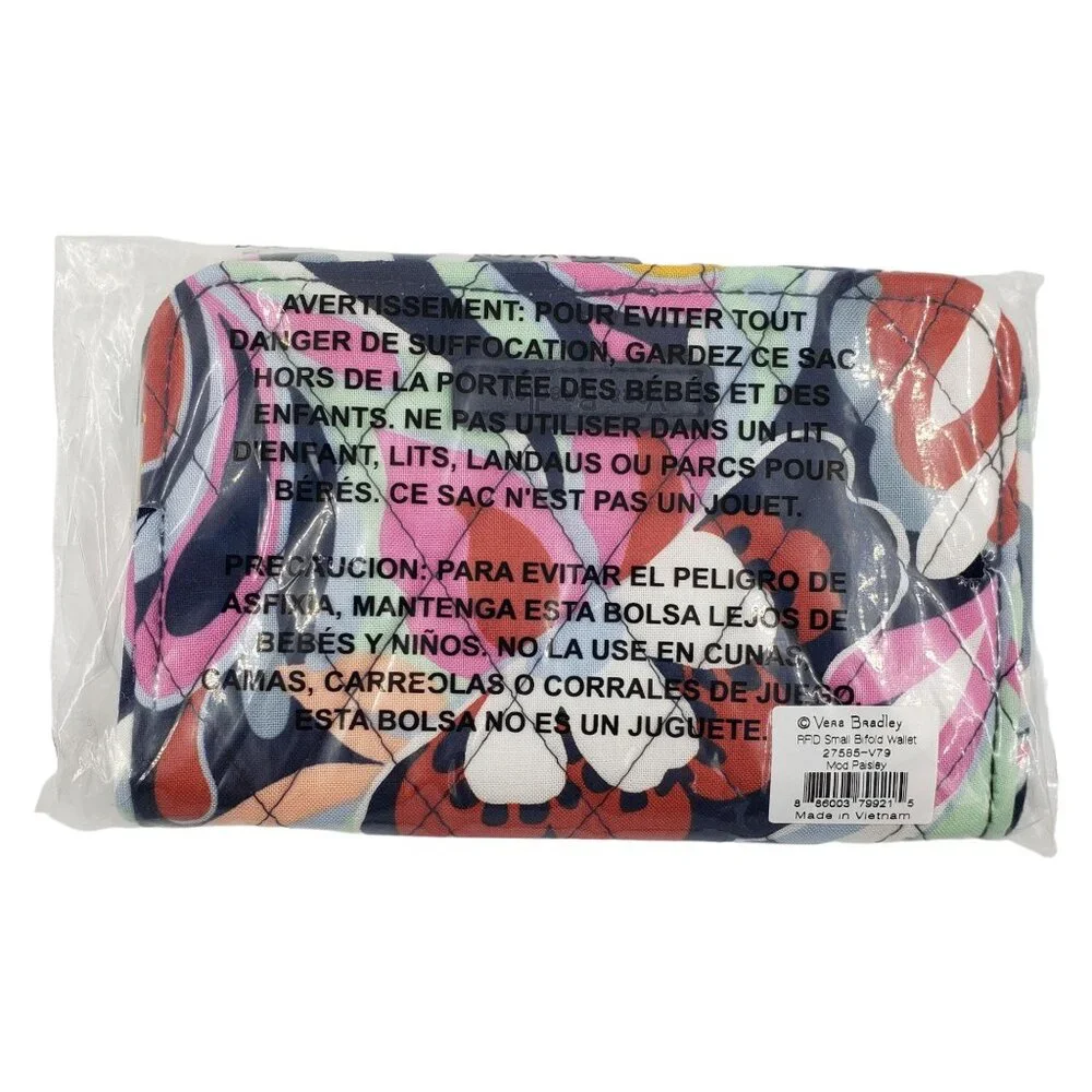 Vera Bradley RFID Bifold‎ Wallet Mod Paisley Multicolored Retro Boho Floral NEW - Picture 6 of 8